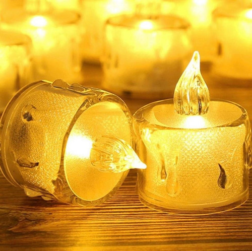 Set 24 Velas Led Blanca Calido+ Pilas