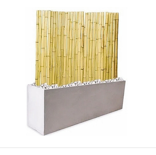 Kit Panel Cañas Bambu 1,5m Tacuara Maceta Fibrocemento 60 Cm