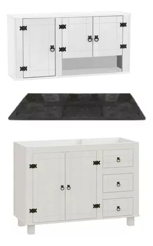 comprar Bajo Mesada + Aéreo Ciego Madera + Tapa Granito Lab - Blanco