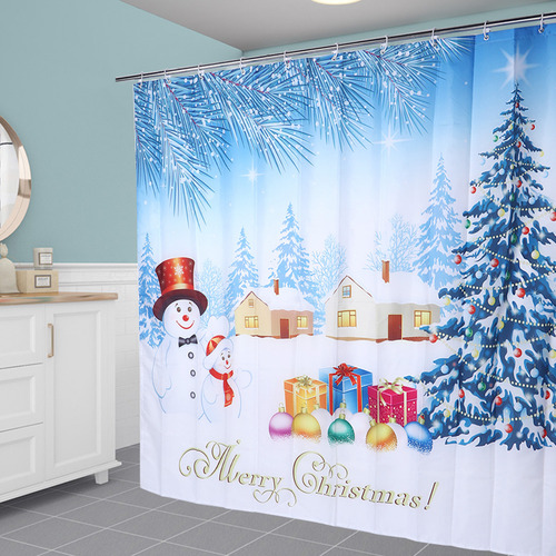 Cortina De Ducha Impermeable Con Estampado Navideño De 200 X