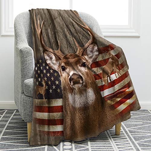 Manta De Bandera De Estados Unidos Bosque De Ciervos Su...