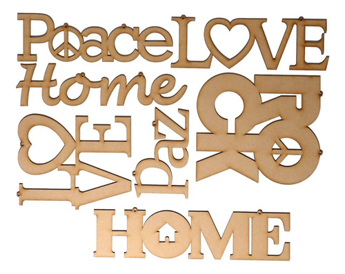 Carteles Paz Home Love Peace Rock Fibrofacil X 7 Unidades