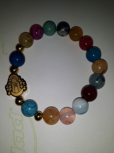 Pulsera C/ Dije Acero 316l C/ Baño Oro Piedras Naturales