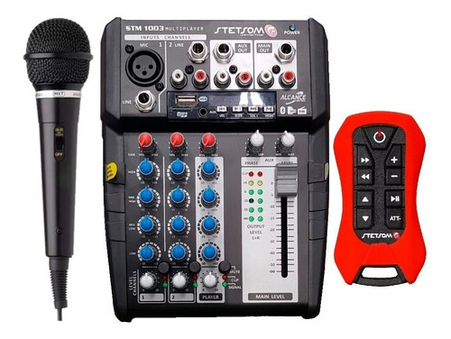 Mesa Stm1003 3canais Bt Sd Fm Auxiliar Controle + Microfone