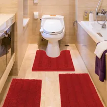 Comprar Alfombras Y Tapetes De Baño Ultra Suaves A Rayas, Color Rojo