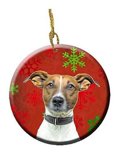 Roja Copos De Nieve Fiesta Navidad Jack Russell Terrier Cerr