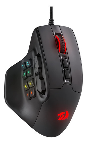 Redragon M811 Aatrox Mmo Mouse Para Juegos, 15 Botones Prog. Color Black Wired M811