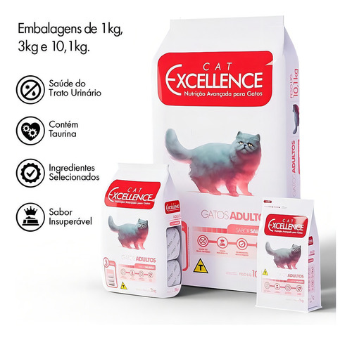 Ração Cat Excellence Salmão Para Gatos Adultos 10,1kg
