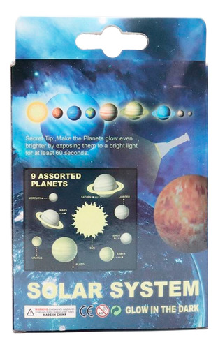 Figuras Planetas 3d Glow Brillan En La Oscuridad 9 Piezas