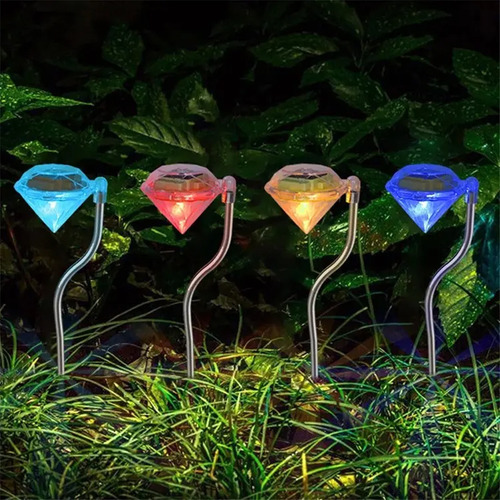 4pcs Luces Solar De Diamante Con Led Que Cambian De Color