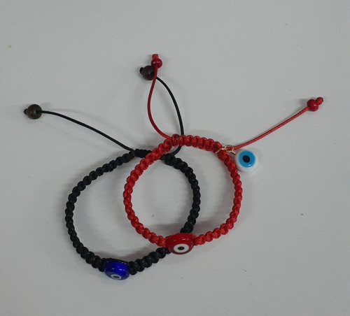 Pulsera Ojo Turco Tejidas Ajustable (1par)