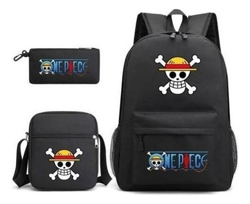 Mochila De 3 Piezas Con Diseño De Calavera De Anime Luffy