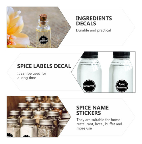 Etiquetas De Ingredientes Para Tarros De Especias, 144 Unida