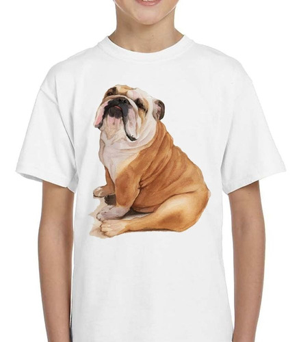 Remera De Niño Bulldog Ingles Sentado Art