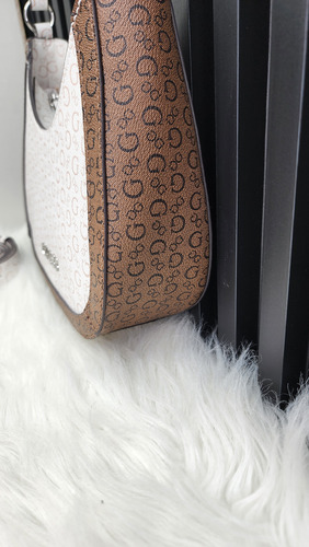Bolsa Guess Sv970318 Nueva 100 % Original Sin Etiqueta Marrón Oscuro Estampado Níquel Marrón Oscuro