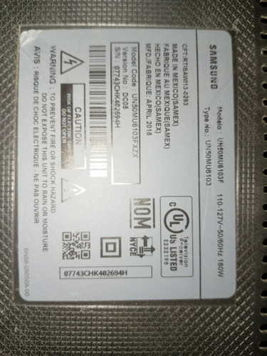 Tarjeta Fuente Samsung Un50mu6103f (Usado)
