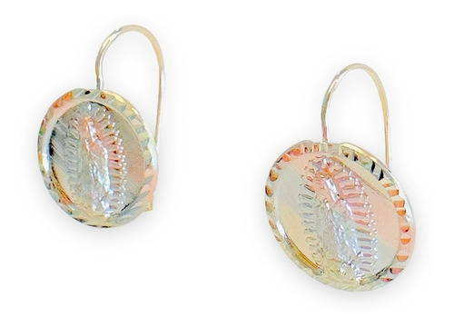 Aretes Oro 10k Gancho Virgen De Guadalupe Florentino Delgad