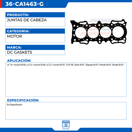 Empaque Junta De Cabeza Isuzu Oasis 1995-1997 L4 2.2