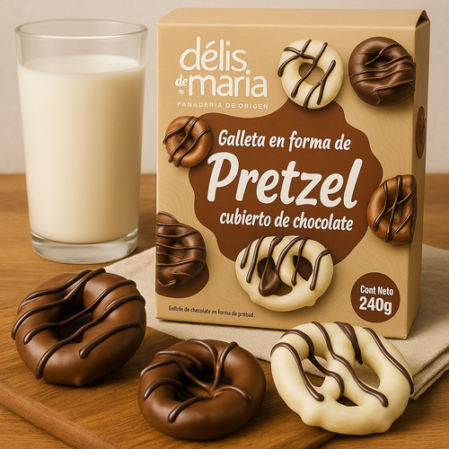 Galletas Pretzel Cubiertas De Chocolate Delis De María 240 G