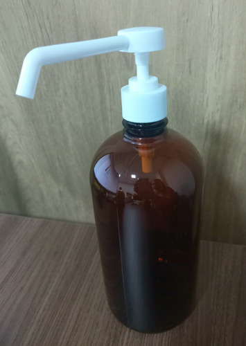 Botella De Pet 1lt Ámbar Con Válvula Dispensadora Larga X20
