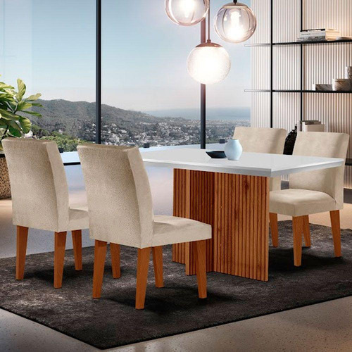 Mesa Olimpia 120 Mdf Canto Copo Com 4 Cadeiras Grecia