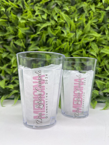 20 Copos Personalizados Tipo Americano Acrilico 190ml Cor Cristal - Transparente - Personalizado
