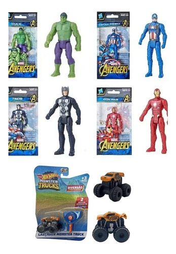 Mega Combo Marvel Vingadores E Monster Truck Hotwheels