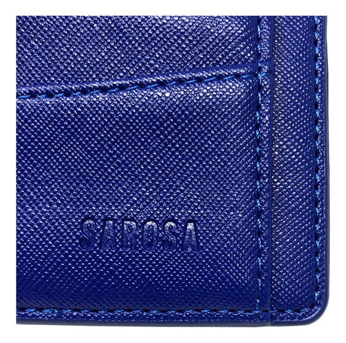 Tarjetero Texturizado De Vinipiel Para Hombre Sarosa Lux Color Azul Diseño De La Tela Vini Piel