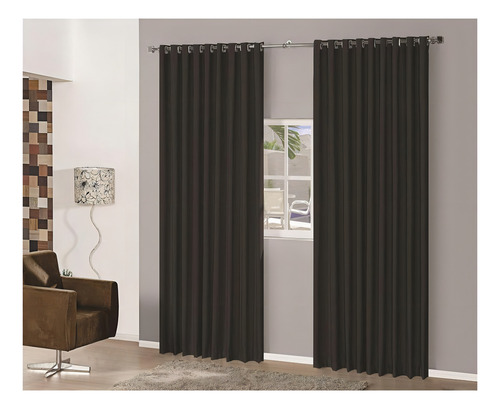 Cortina negra de tela semiopaca para dormitorio, 6 x 2,70 cm