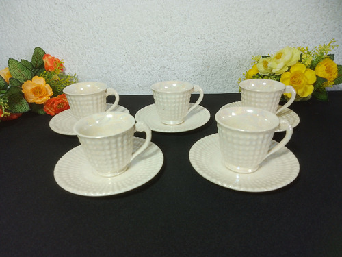 Tazas De Cafe Loza Japonesa Decorada Con Relieve