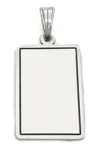 Dije Medalla Rectangular Para Grabar 2 Cm Plata 925