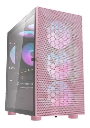 Gabinete Gamer Darkflash Dlm21 Mesh Y Vidrio Templado - Rosa