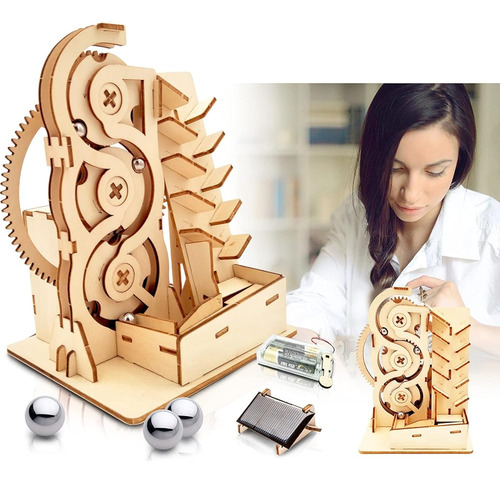 Solar 3d Wooden Puzzle Marble Run Diy Model Kit Craft Sets E