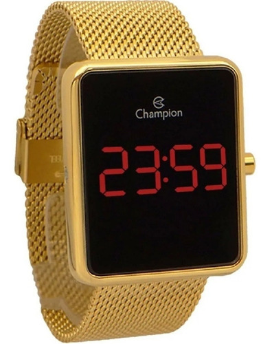 Relógio Champion Feminino Digital Banhado Ouro 18k Ch40080v
