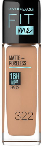 Base de maquillaje líquida Maybelline Fit Me Matte + Poreless Base De Maquillaje Maybelline Fit Me Matte + Poreless De 30ml tono 322 warm honey - 30mL 30g