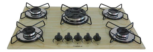 Fogão Cooktop Classic 5 Bocas Tripla Chama Amadeirado Claro Cor Cinza 127V/220V