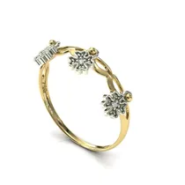 Comprar Anel 18k Vazado Pingentes Trevo Pedras Diamantes - Cor Ouro