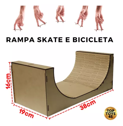 Pista de Skate de Dedo para brincar em Mdf 33x6x15cm + Brinde