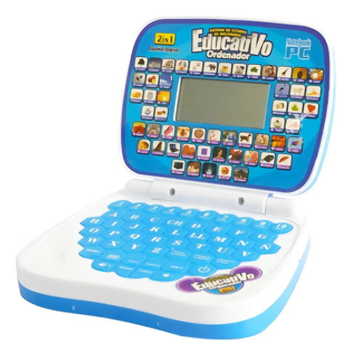 Laptop Infantil Brinquedo Notebook Educativo Bilíngue Cor Azul