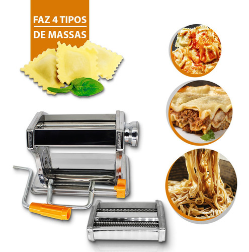 Máquina De Macarrão Cilindro Aço Inox Massa Caseira Talharim
