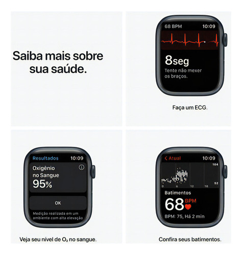 Apple Watch Series 7 (GPS + Cellular, 45mm) - Caixa de alumínio meia-noite - Pulseira esportiva meia-noite