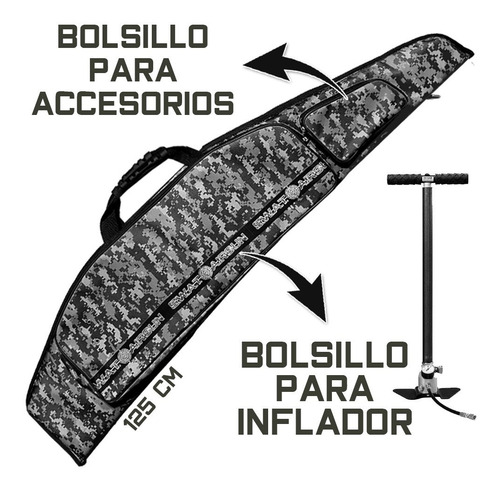 Imagen 4 de 10 de Funda Para Rifle Pcp Swat Airguns Bolsillo Inflador Mullida