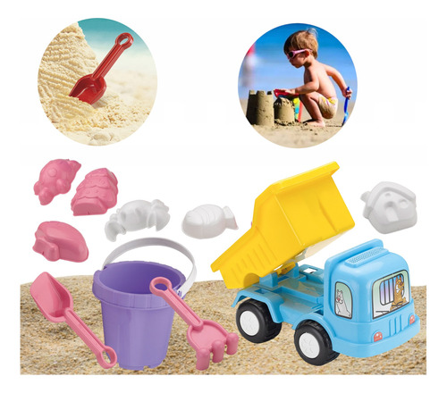 Kit Balde De Praia + Caminhão Caçamba Areia Brinquedo Verão