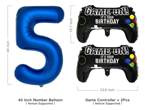 Globos De Juego Azul Marino Para Fiesta De 5º Cumpleaños