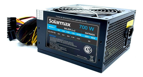 Fuente Solarmax Gamer 700w Turbina 12cm En Caja Con Cable Color Negro