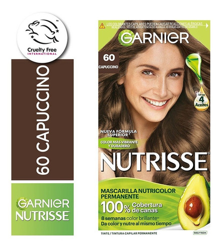 Kit De Coloración Permanente Garnier Nutrisse 4 Aceites Tono 60 Clasico