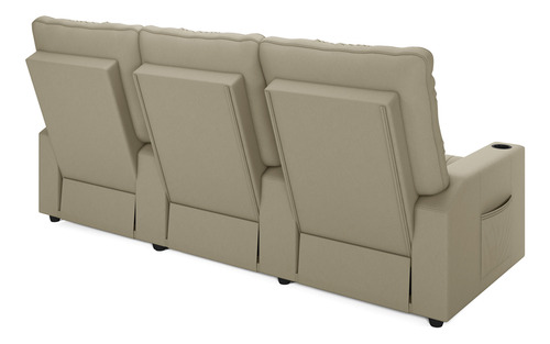 Poltrona Reclinável Para Cinema Parma 3l Baú Usb Pu Cor Bege