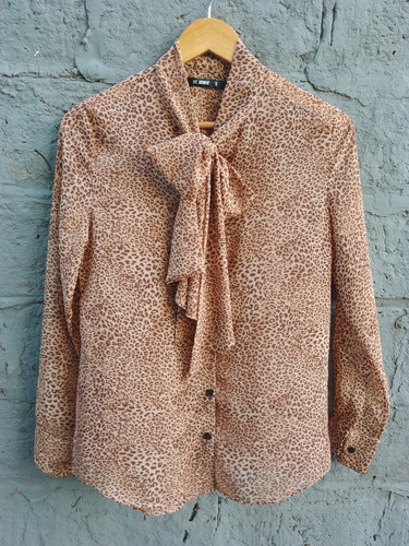 Blusa Gasa Animal Print Con Lazo