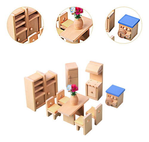 Juego De Muebles En Miniatura Para Casa De Muñecas Comedor
