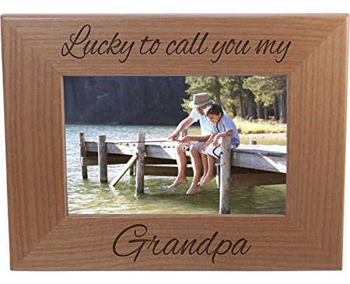 Lucky To Call You My Grandpa - 4x6 Inch Wood Picture Fr...